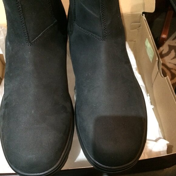 Men's Skechers Ankle Boots Black Leather Nubuck Size US 12 New - Picture 1 of 8